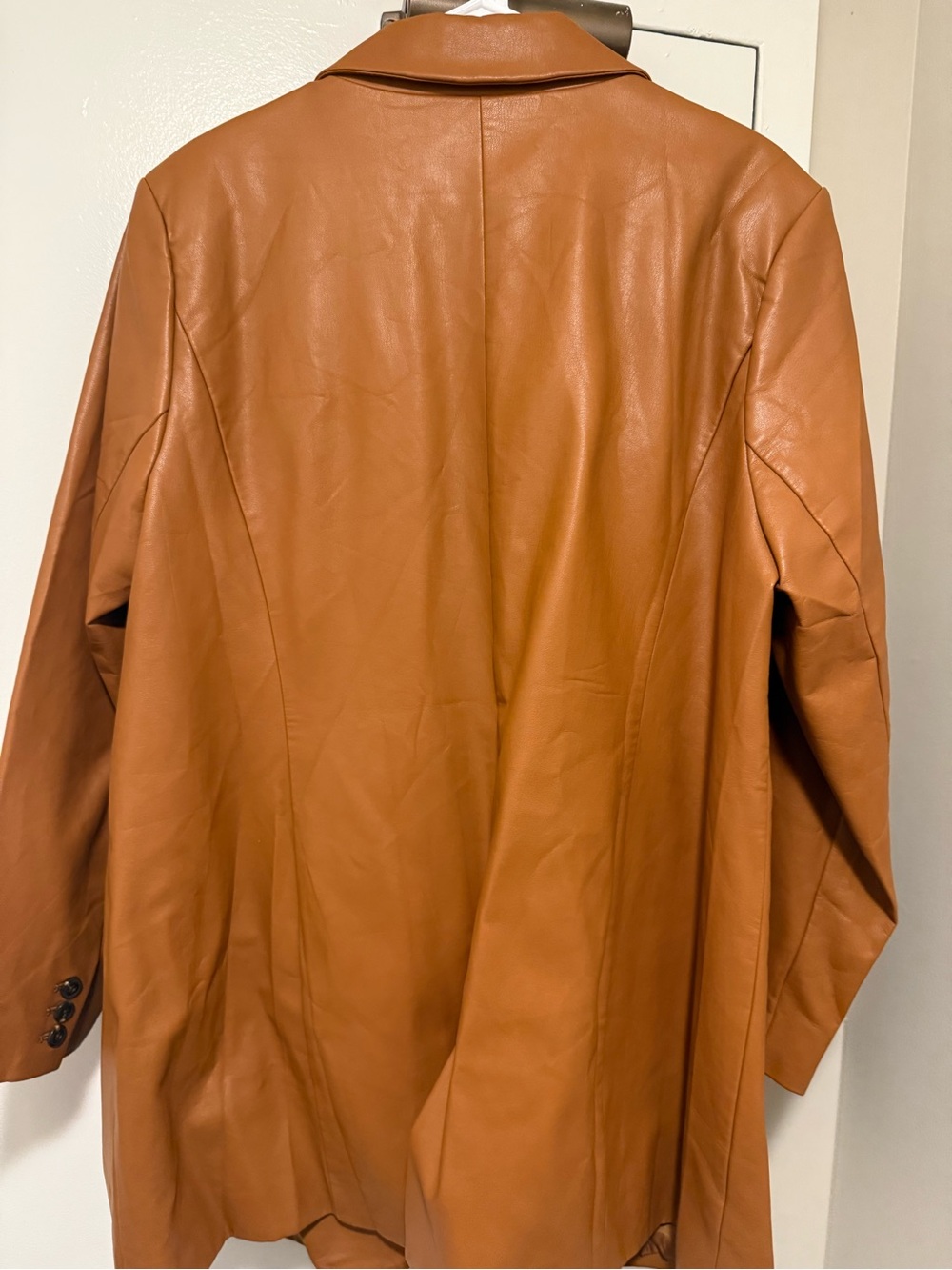 Eloquii Tan Faux Leather Long Blazer - Picture 2 of 3